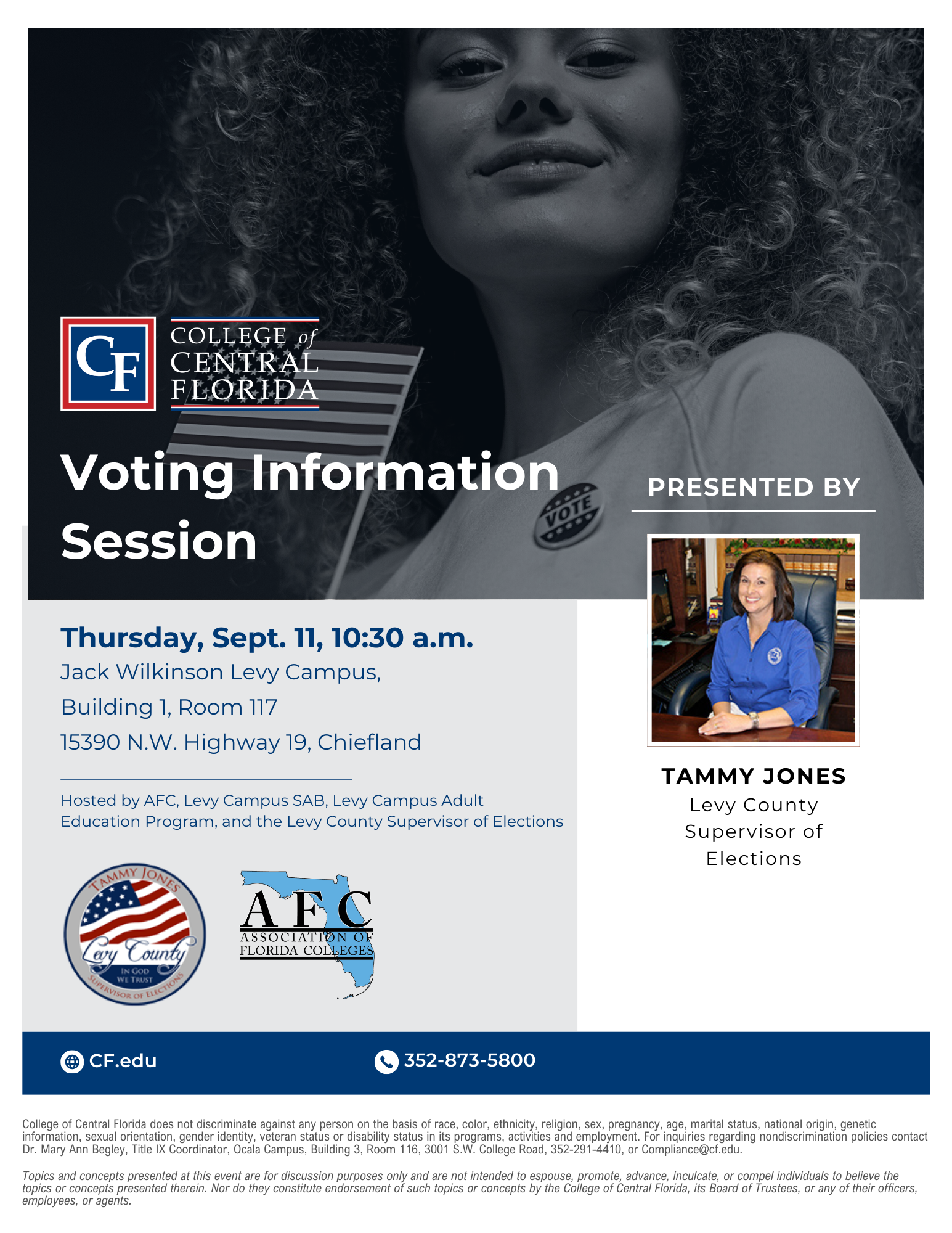 Voting information session flyer